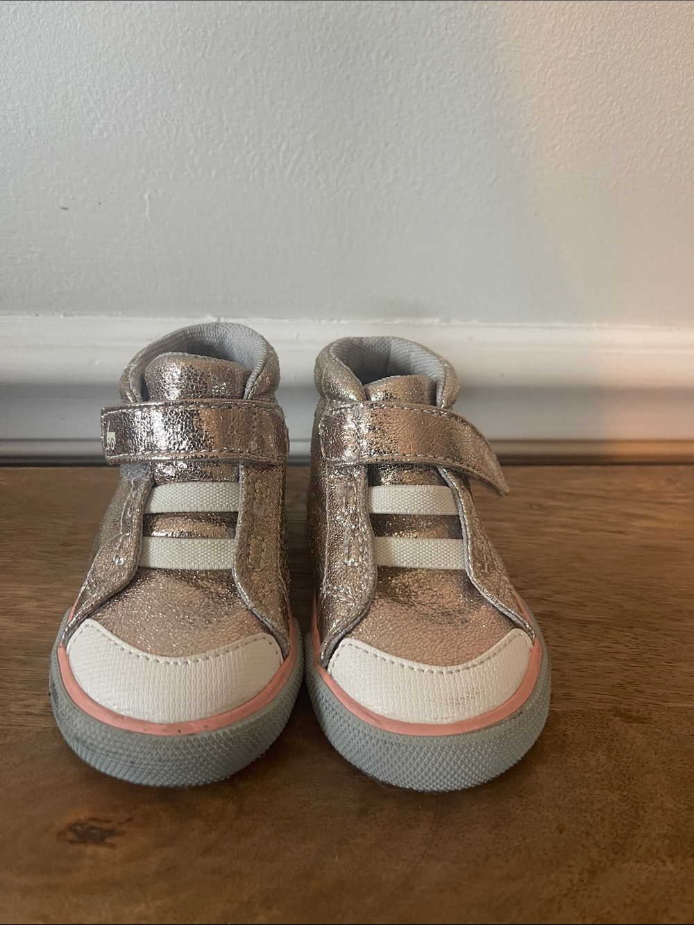 See Kai Run Metallic Rose Gold High-Top Sneakers with Pink Trim